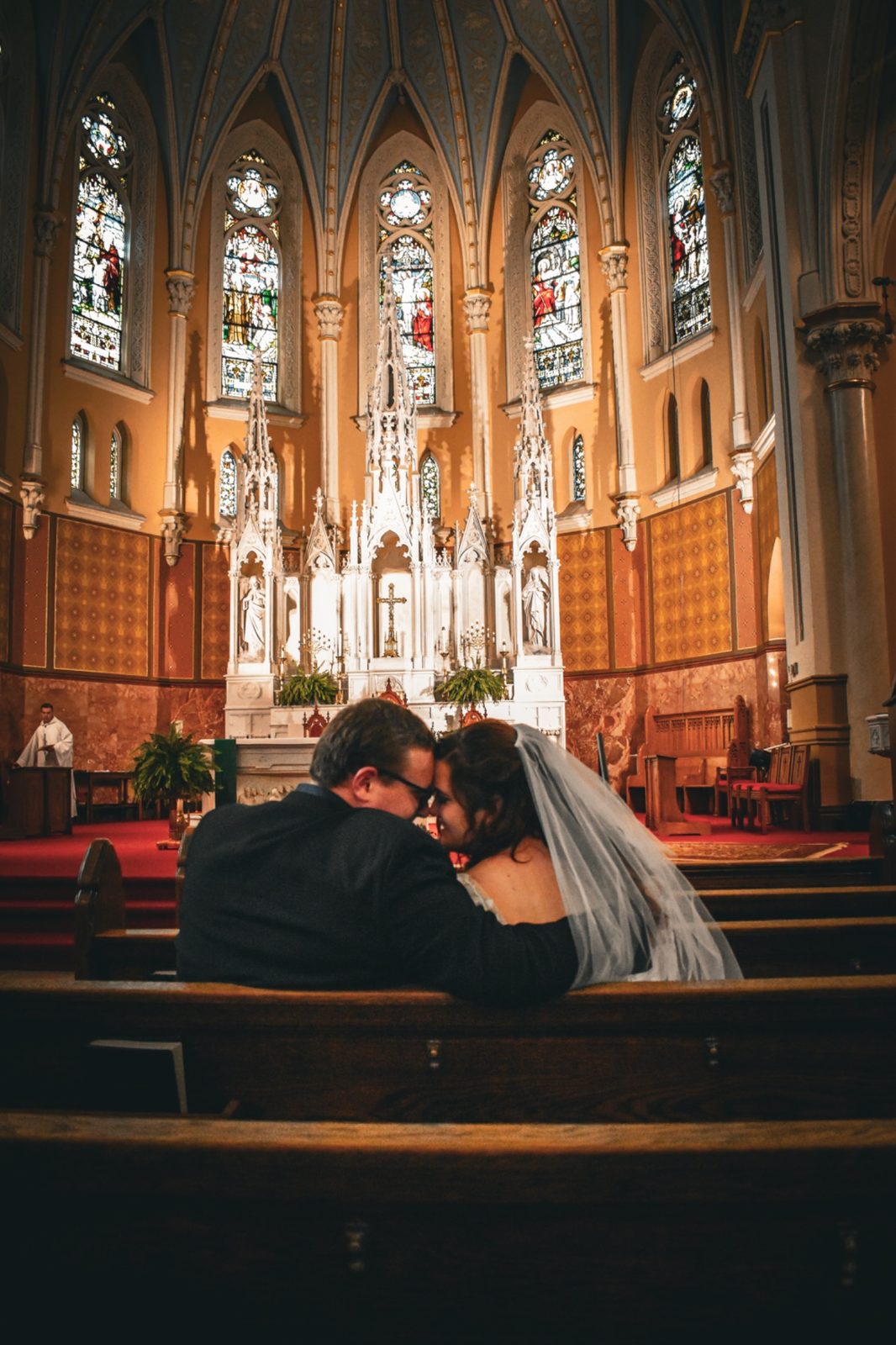 Wedding — Couple in pews